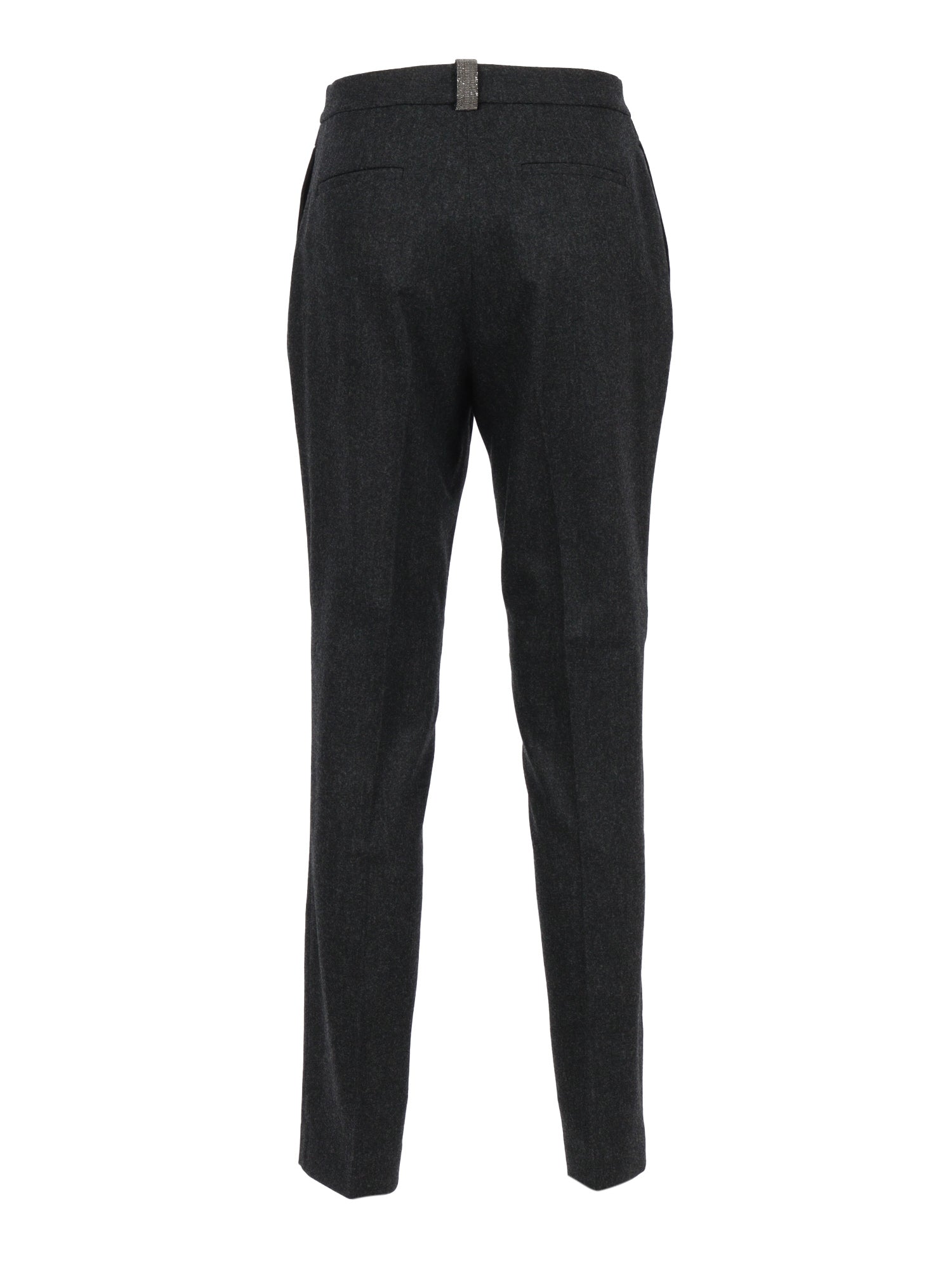 Flannel Regular Fit Trousers With Filo Diamante Detail Grey Virgin Wool Cashmere Elastane