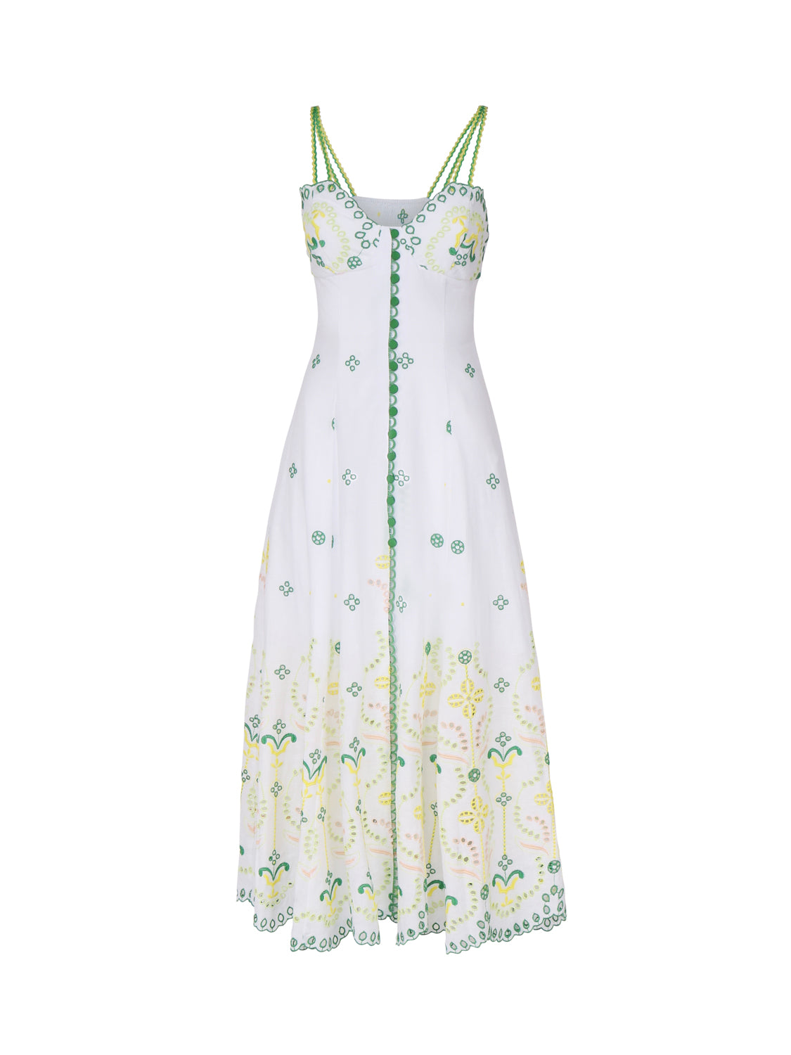 Charoruiz Dresses White, Yellow, Green Cotone