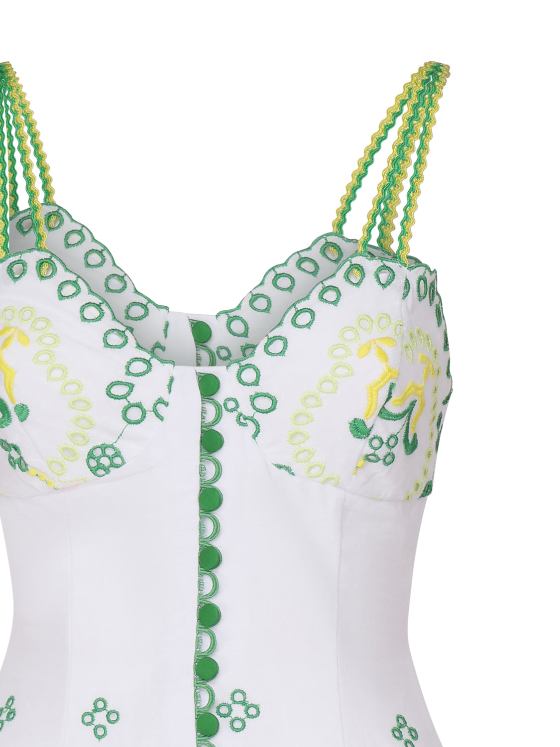 Charoruiz Dresses White, Yellow, Green Cotone