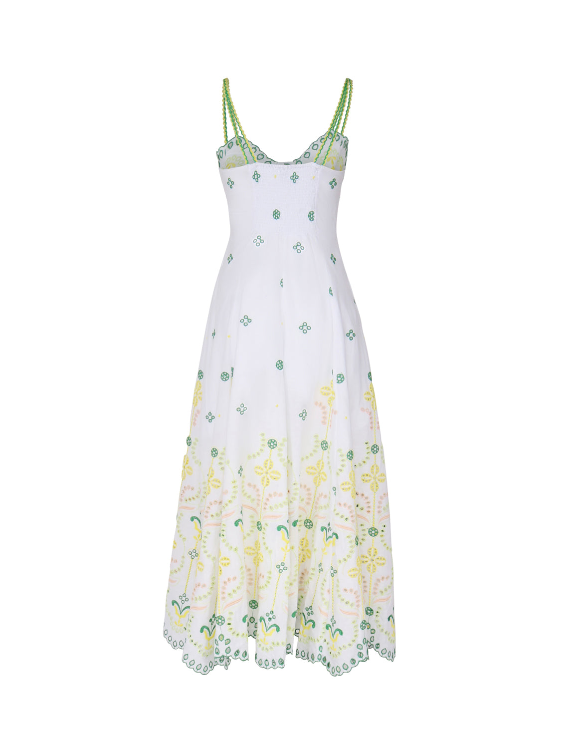 Charoruiz Dresses White, Yellow, Green Cotone