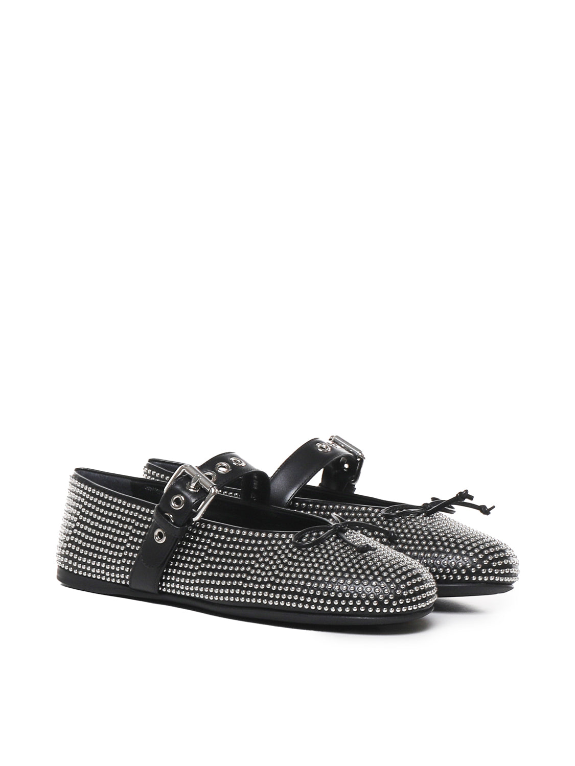 Miu Flat Shoes Black Vitello