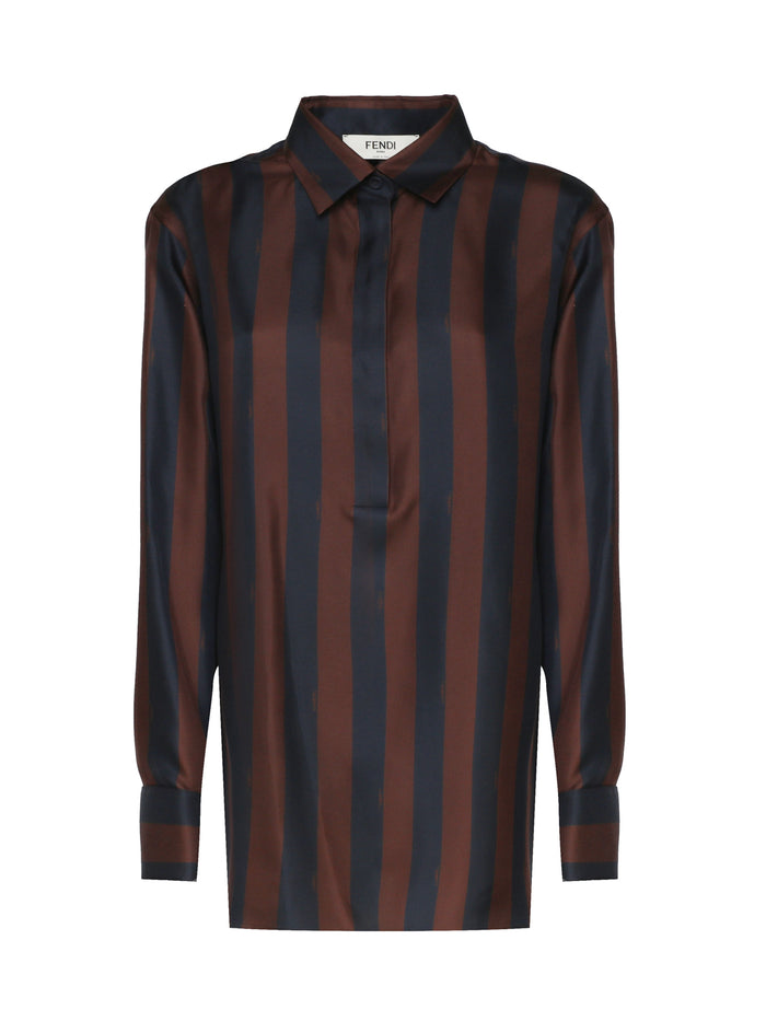 Fendi Shirts Cocoa/navy Silk