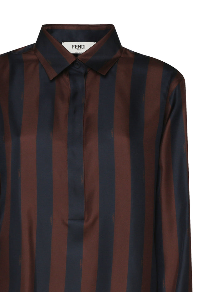 Fendi Shirts Cocoa/navy Silk