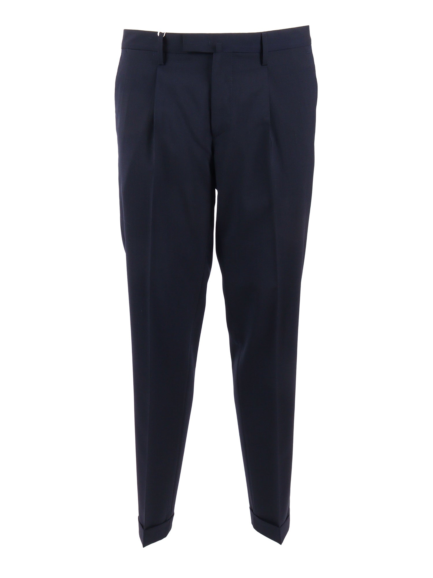 TROUSERS Blue Virgin Wool Polyester Pant