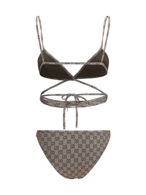 Stretch Jersey Bikini Beige-Ebony Beige/ebony Polyester Swimwear