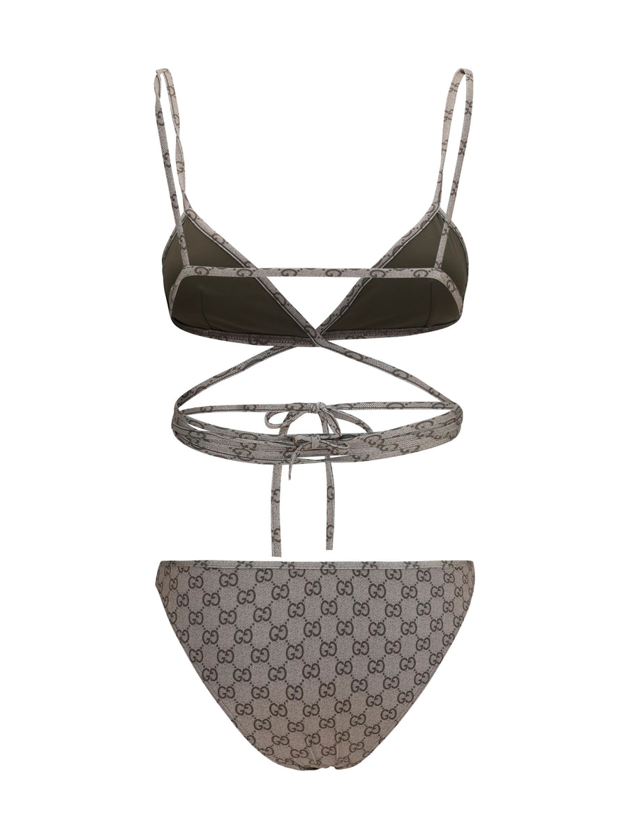Stretch Jersey Bikini Beige-Ebony Beige/ebony Polyester Swimwear