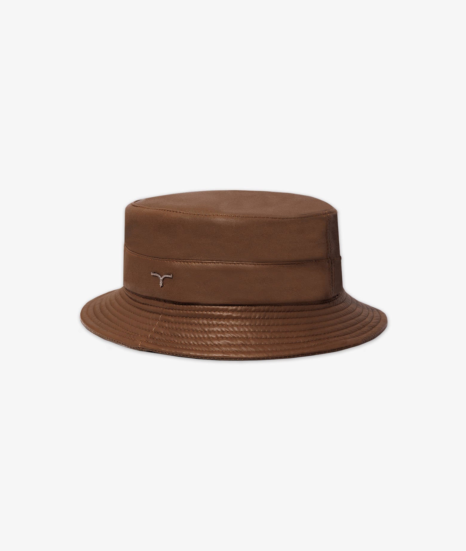 Leather Bucket Hat Brown Cap