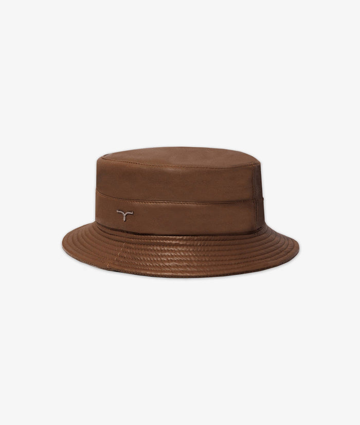 Leather Bucket Hat Brown Cap
