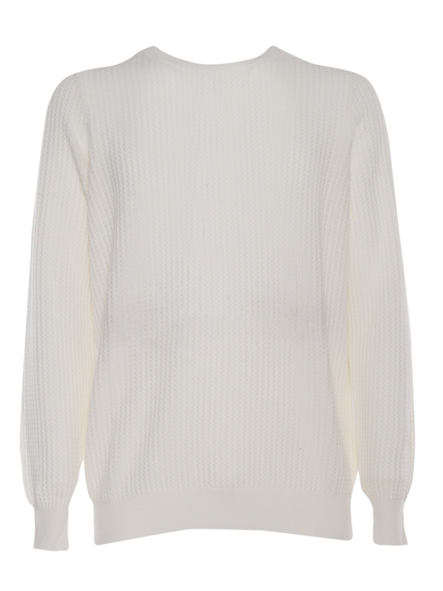 Mens sweater White Cotton Crewneck
