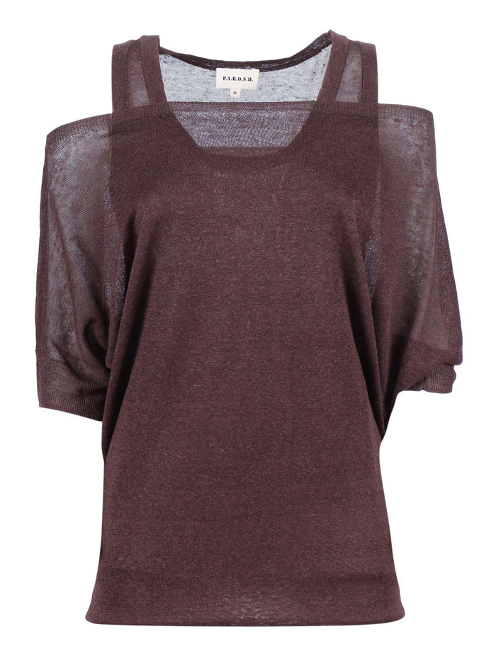 Sweater Brown Linen Viscose Crewneck