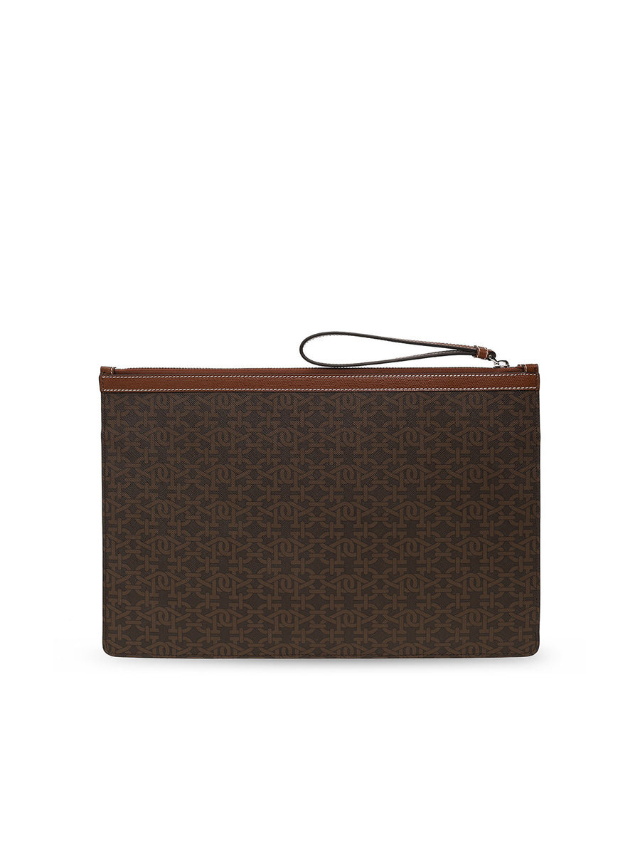Bally Coated canvas clutch in brown