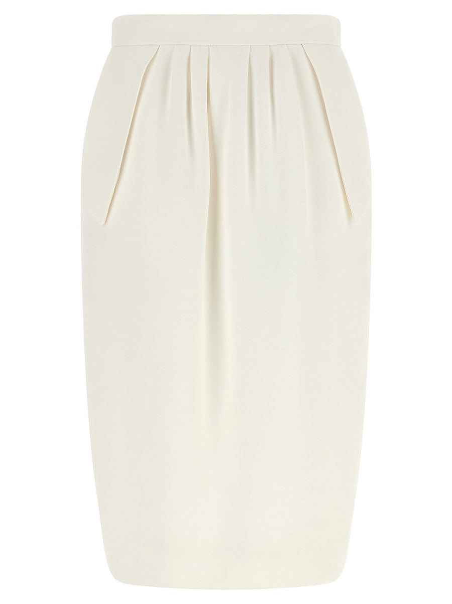 Stella Mccartney Pencil Skirt with Front Pincers Skirt — Ivory