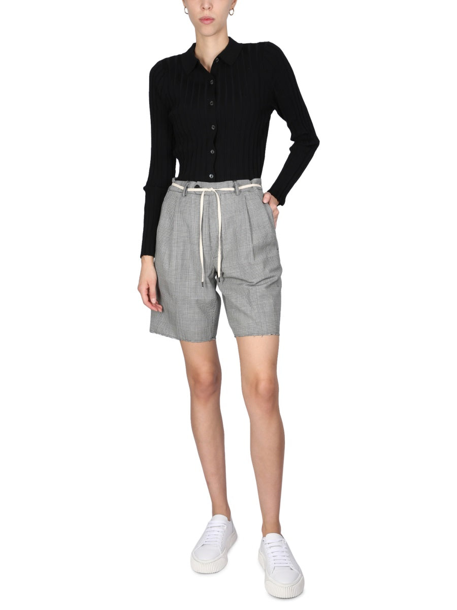Stretch Flannel Bermuda Shorts Grey Virgin Wool