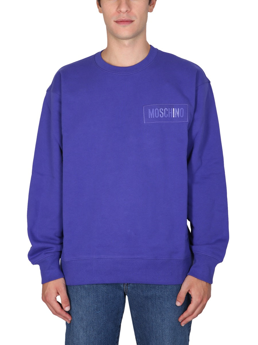 Sweatshirt With Logo Patch Blue Cotton Sweatshirts