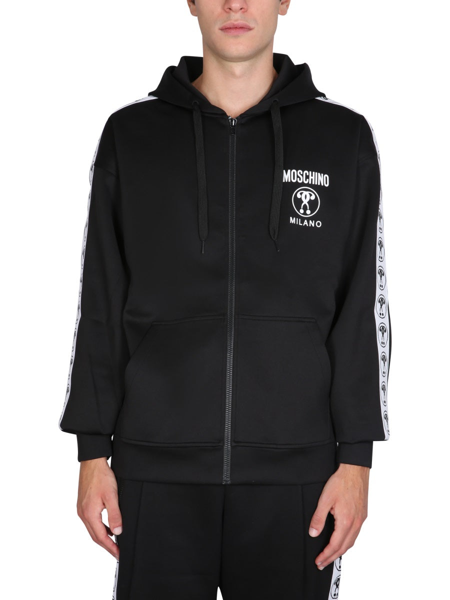Sweatshirt With Logo Black Polyester Elastane Track Pants