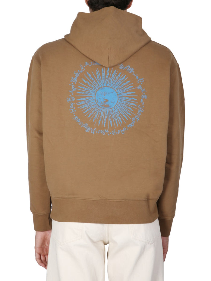 Sweatshirt With Logo Embroidery Beige Cotton Sweatshirts