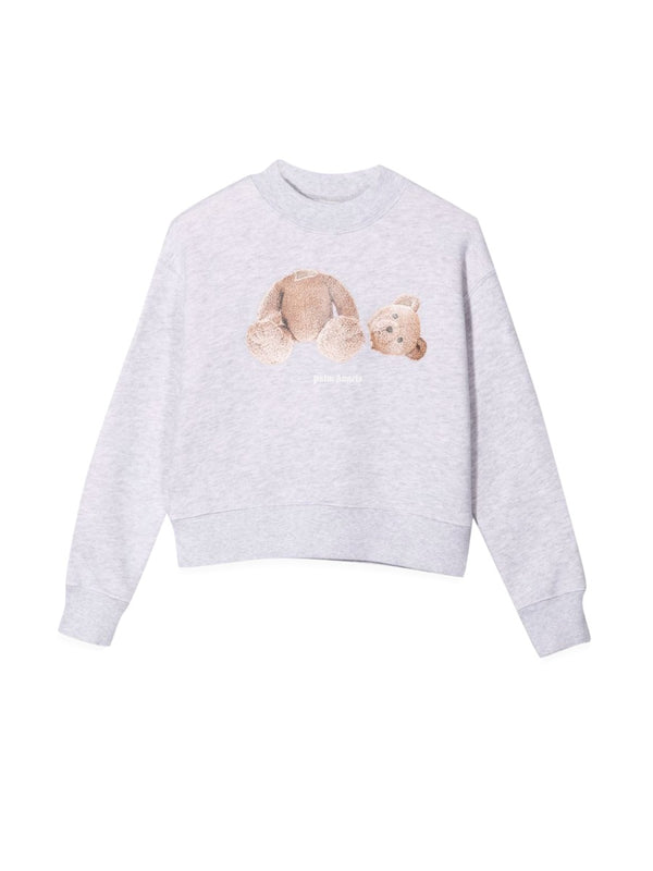Sweatshirt Bear-Print Grey Cotton Sweatshirts