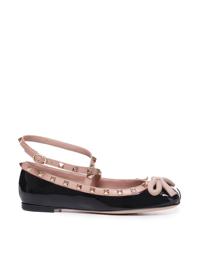 Valentino Garavani Flat Shoes Nero/rose Cannelle Lambskin