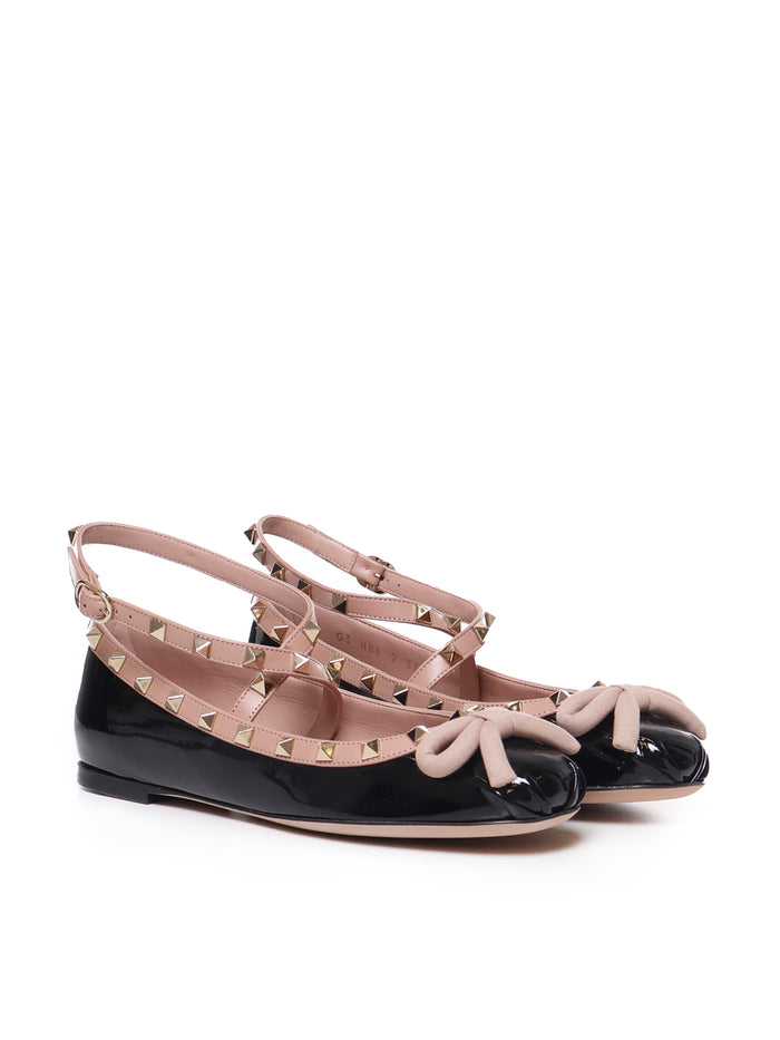 Valentino Garavani Flat Shoes Nero/rose Cannelle Lambskin