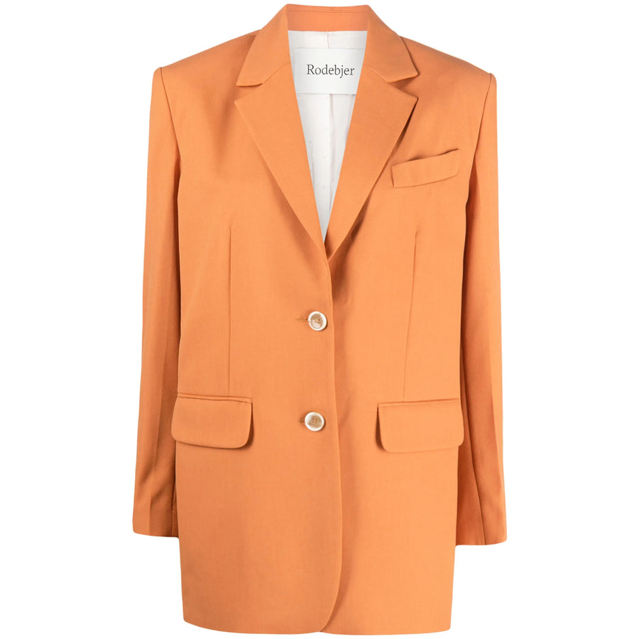 Carrot Orange Virgin Wool Blend Jacket Polyester Blazers