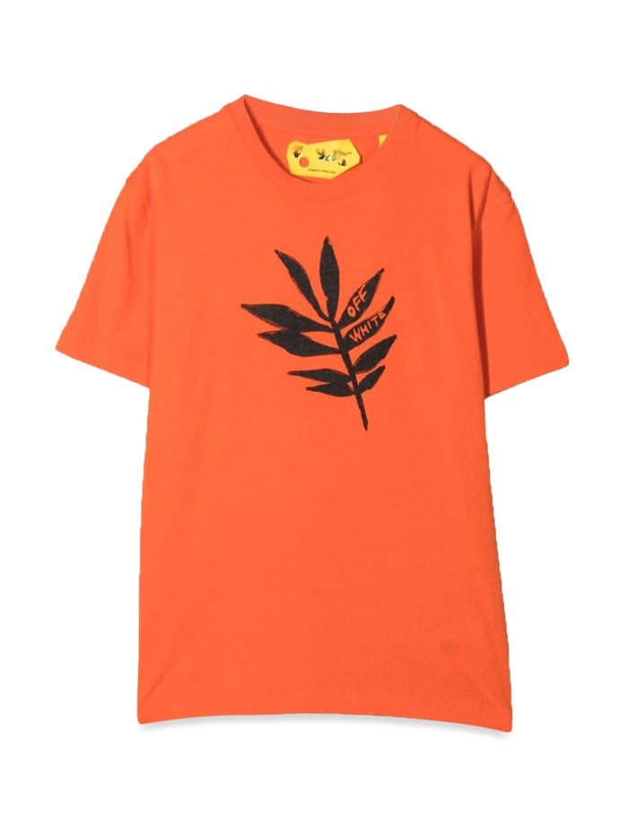 T-Shirt In Jersey Di Cotone Stampato Orange Cotton T-shirts