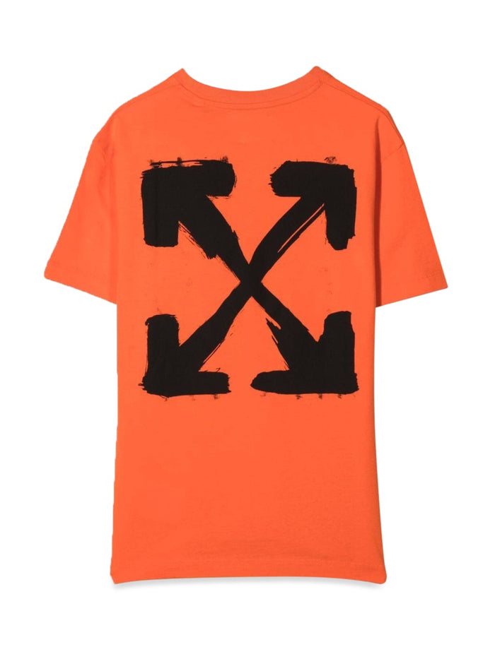 T-Shirt In Jersey Di Cotone Stampato Orange Cotton T-shirts