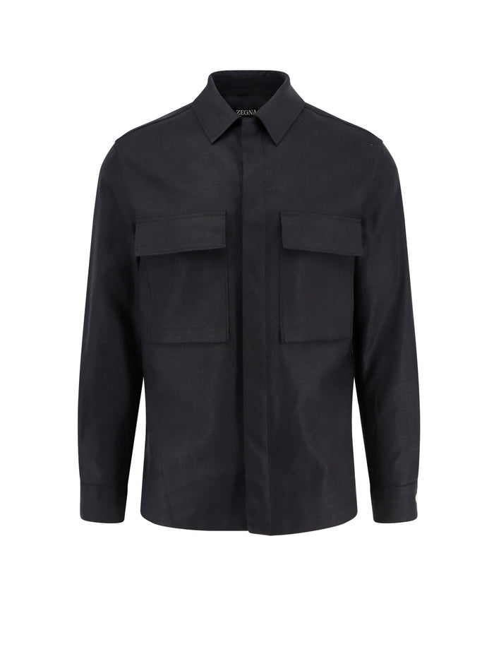 Zegna Shirts Black Lino
