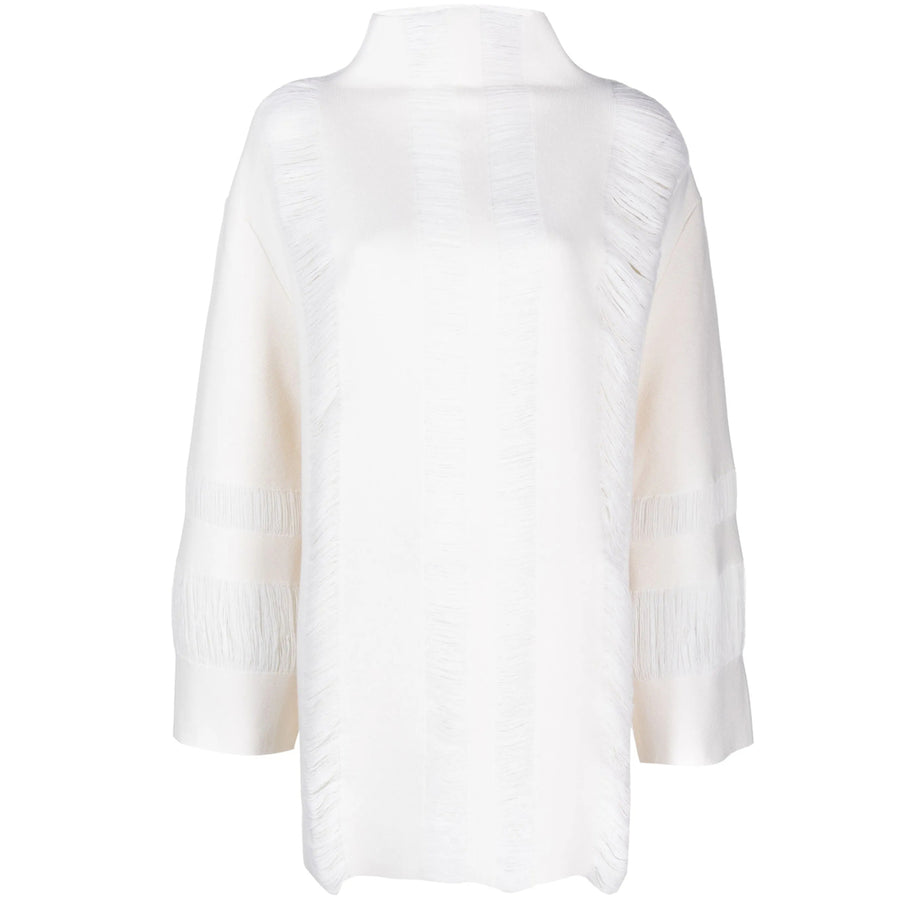 Mrz Open Knit Roll Neck Sweater White Cashmere Jumpers