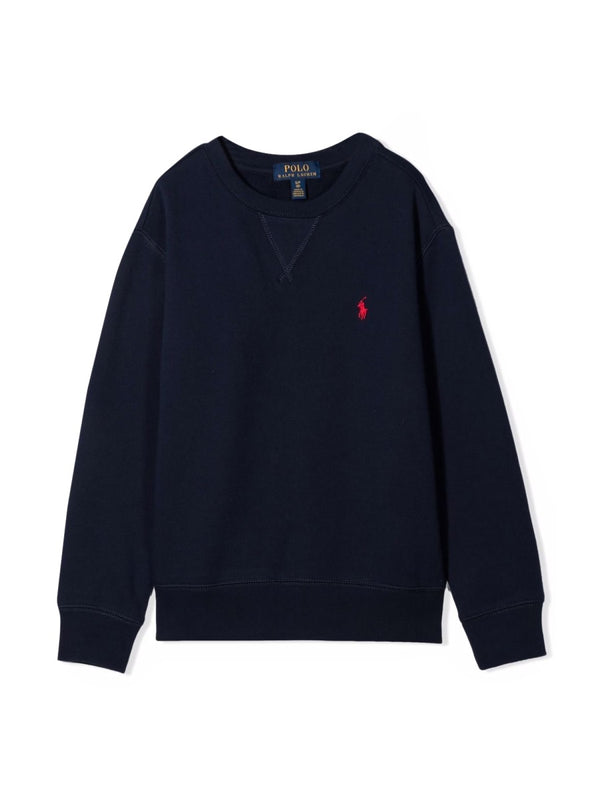 Long-Sleeve Fleece Sweatshirt Blue Cotton Sweatshirts