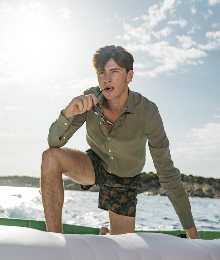 Swim Suit Cheetah Olive Short