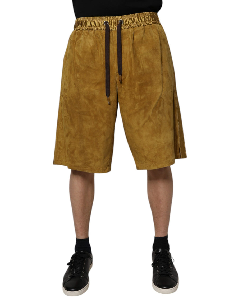 Dolce & Gabbana 100% Lambskin bermuda shorts in brown