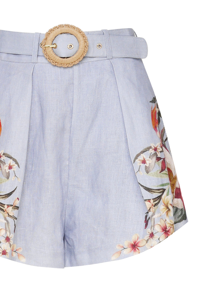 Zimmermann Shorts Blue Palm Cotton