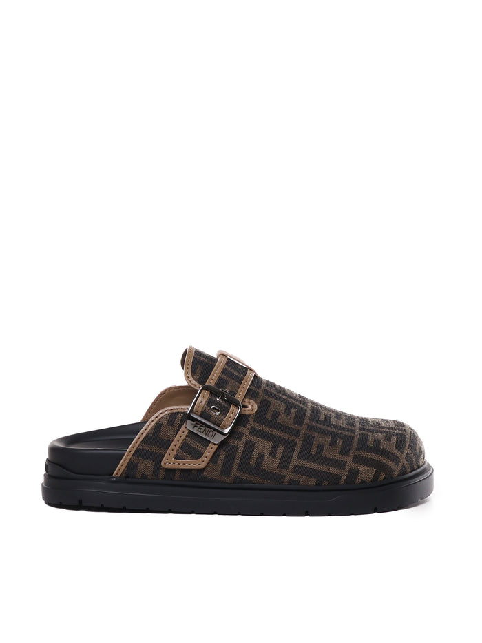 Fendi Sandals Tabacco Nero+sand Pelle Di Vitello