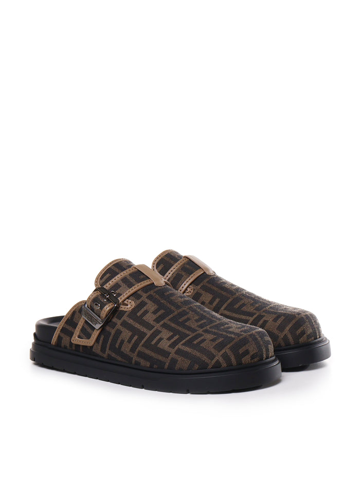 Fendi Sandals Tabacco Nero+sand Pelle Di Vitello