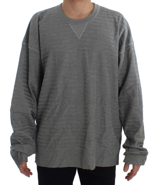 Dolce & Gabbana Silk Crewneck Pullover Sweater — Gray