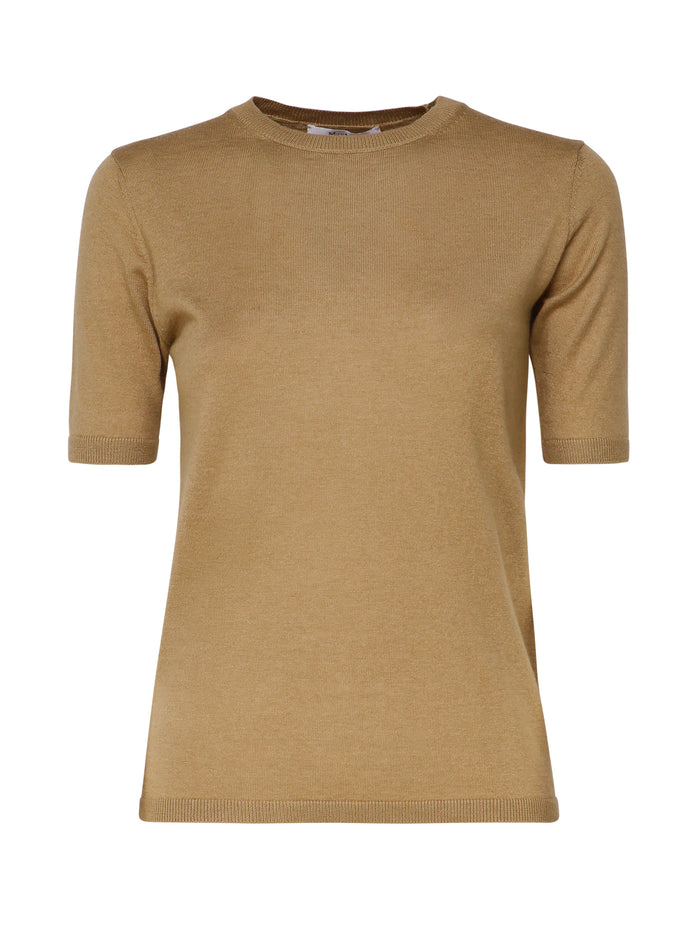 Max Mara T-Shirts And Polos Brown In Maglia Seta