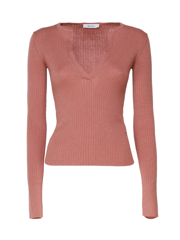 Max Mara Sweaters Dark Pink In Maglia Seta
