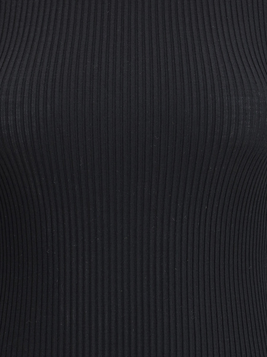 Virgin Wool Long Sleeve Jersey Black Fleece Tops