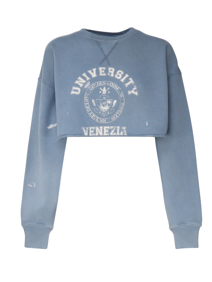 Golden Goose Sweaters Windward Blue Heritage White Cotton