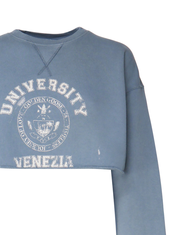 Golden Goose Sweaters Windward Blue Heritage White Cotton