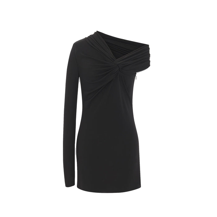 One Sleeve Dress Black Viscose