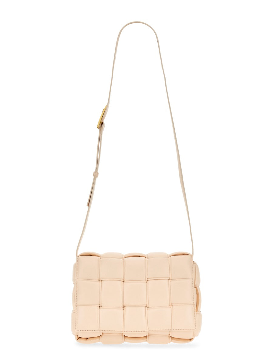 Shoulder Bag Padded Cassette Powder Leather
