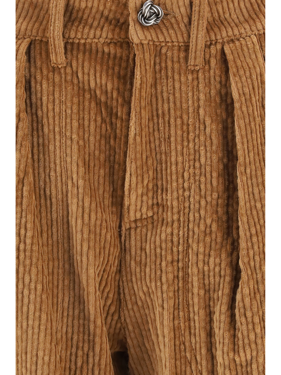 Straight-Leg Corduroy Pants Caramel Cotton Trousers