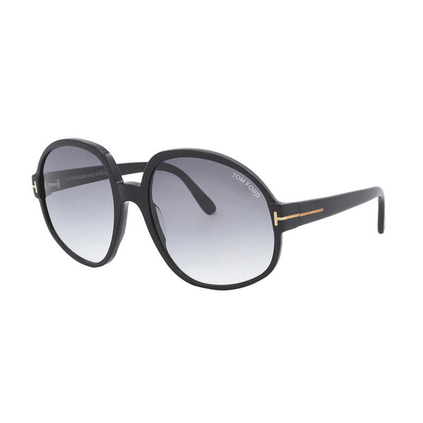 Tom Ford Sunglasses Oval Full Rim, Shiny Black Frame And Smoke Gradient Lens Ft099101b