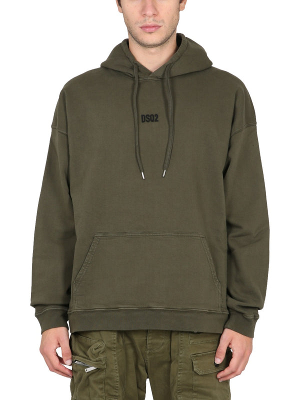Sweatshirt With Mini Logo Military Green Cotton Sweatshirts