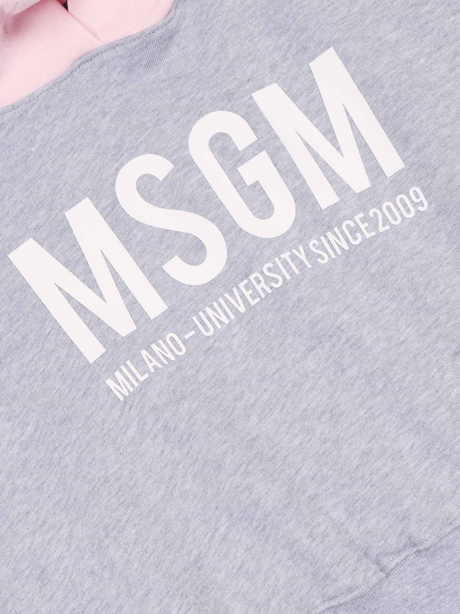 CROPPED HOODIE GIRL Grey Cotton Sweatshirt