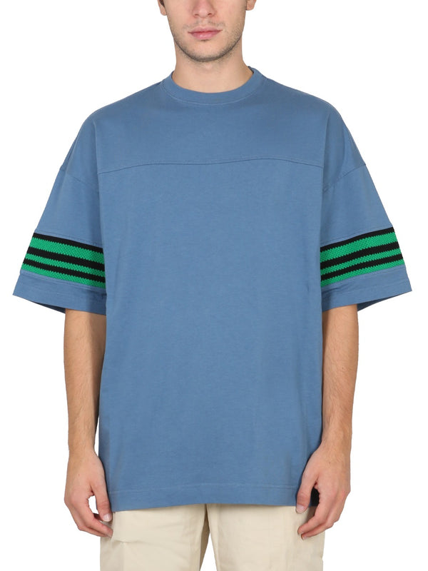 T-Shirt With Logo Blue Cotton T-shirts And Polos