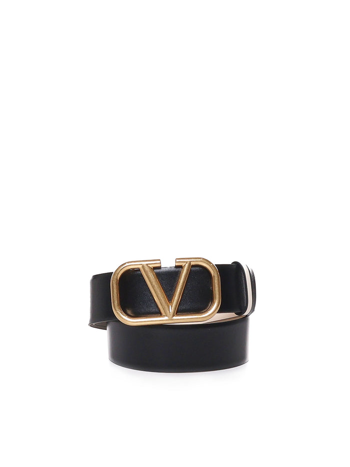 Valentino Garavani Belts Black, Ivory Calfskin