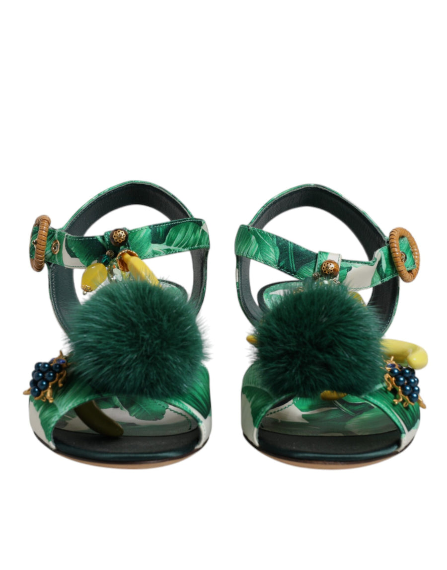 Dolce & Gabbana 90% Silk heel sandal in green