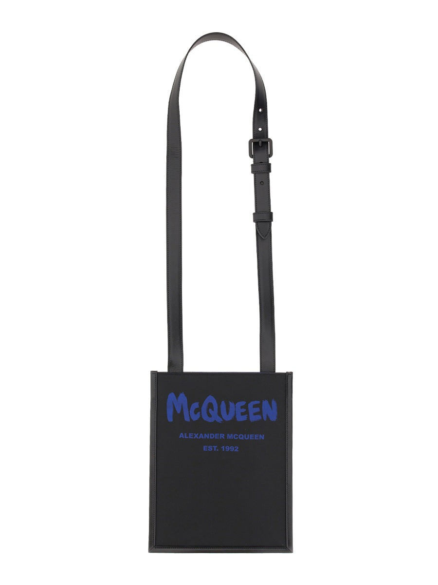 Smartphone Bag With Graffiti Logo Black Polyester Shoulder